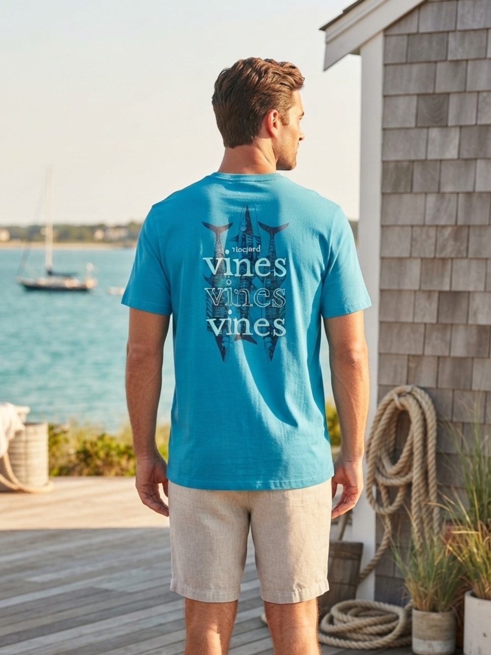 Vineyard Vines Teal Blue Graphic Short Sleeve Tee